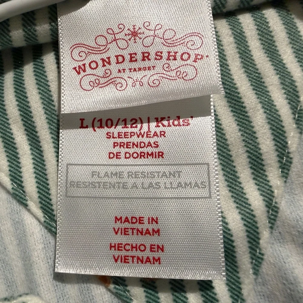 Wondershop‎ Green and White Striped Kids/Boys Pajama Set Size L(10-12)